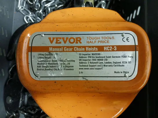 VEVOR MANUAL GEAR CHAIN HOISTS HC2-3