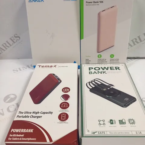 4 ASSORTED POWERBANKS TO INCLUDE; BELKIN BOOST CHARGE, ANKER , TEMA THE ULTRA HIGH CAPACITY PORTABLE CHARGER AND POWER BANK