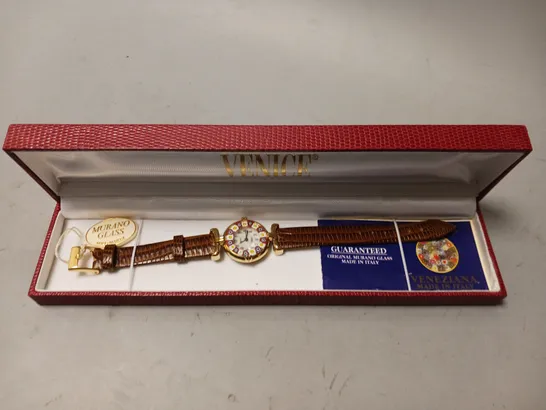 BOXED VENICE MURANO GLASS WATCH 