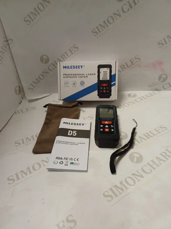 BOXED MILESEEY PROFESSIONAL LASER DISTANCE METER WITH POUCH AND INSTRUCTIONS