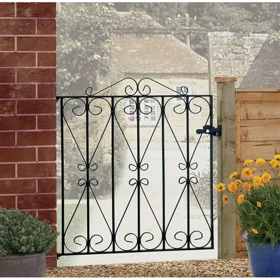 WRAPPED URIEGAS STANDARD SCROLL SINGLE METAL GARDEN GATE