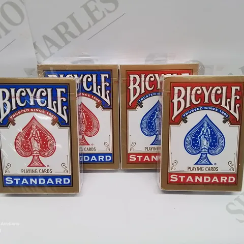 LOT OF 4 SEALED PACKS OF BICYCLE PLAYING CARDS - 2 RED 2 BLUE