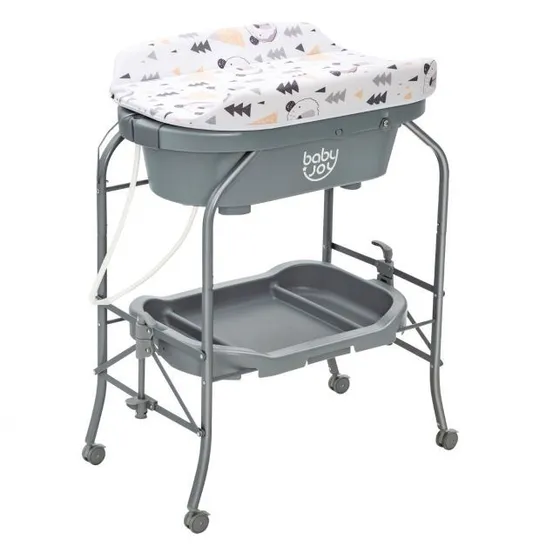 BOXED COSTWAY 2-IN-1 BABY CHANGE TABLE WITH BATHTUB AND FOLDING CHANGING STATION - GREY