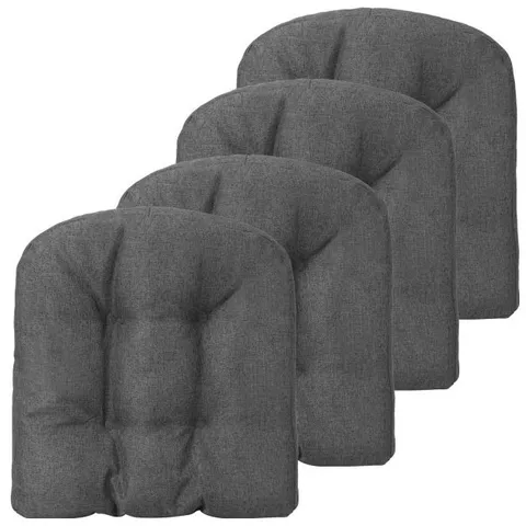 BOXED SET OF 4 TUFTED SEAT CHAIR CUSHIONS WITH NON-SLIP BACKING - GREY