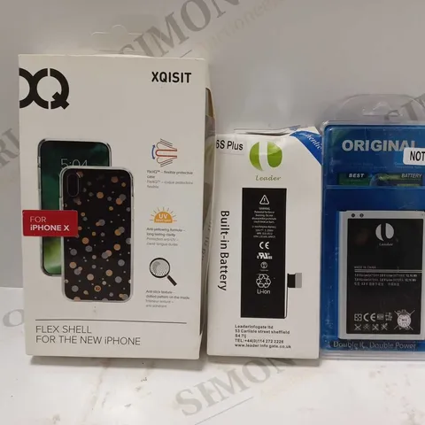 BOX OF APPROXIMATELY 15 ASSORTED HOUSEHOLD ITEMS TO INCLUDE LEADER 6S PLUS BUILT IN BATTERY, ORIGINAL NOTE3 BATTERY, XQISIT FLEX SHELL FOR THE IPHONE X, ETC