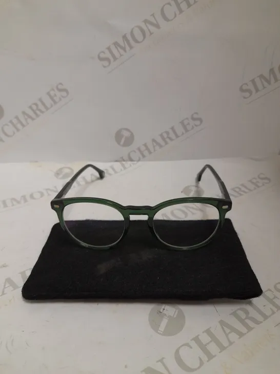 HART GIBSON CRYSTAL GREEN ROUND FRAMED PRESCRIPTION GLASSES 