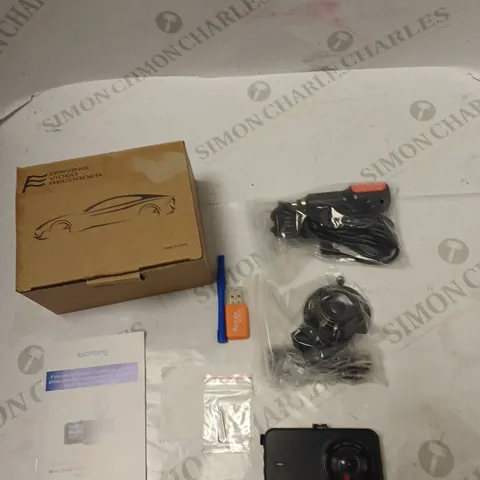 BOXED SSONTONG DRIVING DIGITAL VIDEO RECORDER WITH POWER SUPPLY, MOUNT, USB STICK AND ACCESSORIES