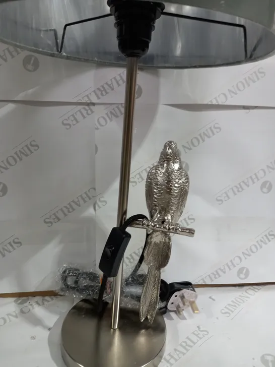 ALISON CORK SILVER SINGLE PARROT DETAIL TABLE LAMP