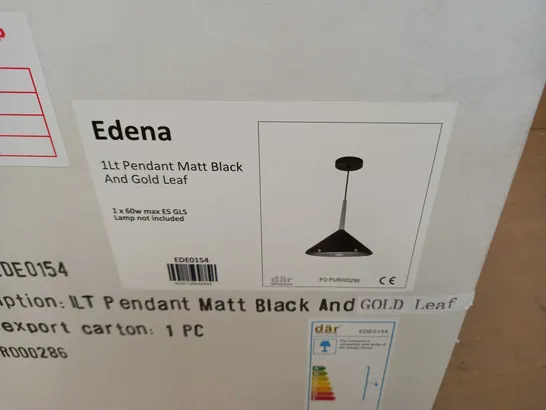 EDENA 1LT PENDANT MATT BLACK AND GOLD LEAF 