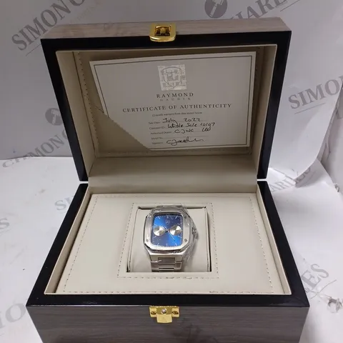MENS RAYMOND GAUDIN WATCH – MULTI FUNCTION DIAL – STAINLESS CASE & STRAP – 5ATM WATER RESISTANT - WOODEN GIFT BOX