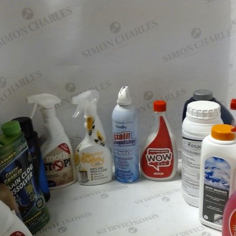 LOT OF ASSORTED ITEMS TO INCLUDE; STAIN REMOVER, SPOT WASHER, MOTH STOP ETC
