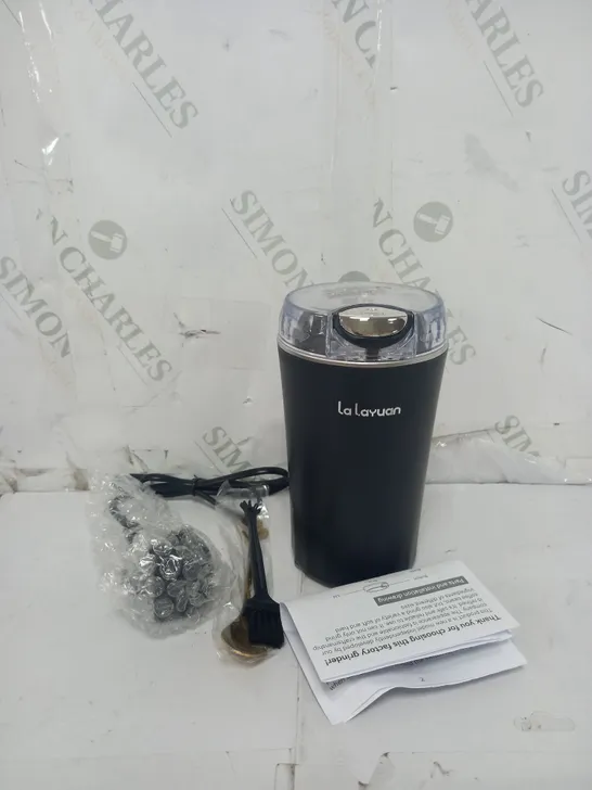 BOXED LA LAYUAN ELECTRIC COFFEE GRINDER IN BLACK