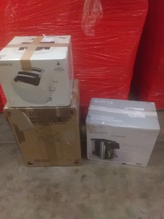 PALLET OF ASSORTED ITEMS INCLUDING TOASTER, MOTION RECYCLING BIN, WATER DISPENSER