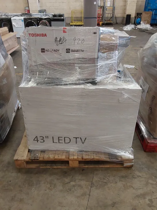 PALLET OF APPROXIMATELY 18 UNPROCESSED RAW RETURN TELEVISIONS TO INCLUDE;