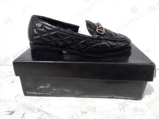 BOXED PAIR OF DUNE LONDON QUILTED LEATHER LOAFERS IN BLACK EU SIZE 38