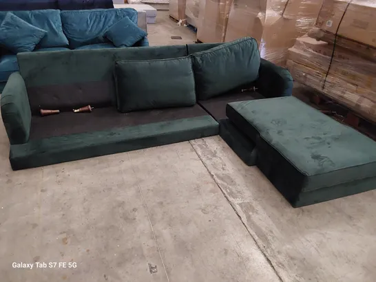 PLUSH GREEN FABRIC CHAISE SOFA FRAME & CHAISE SECTION SIMILAR