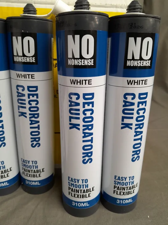 LOT OF 12 TUBES OF NO NONSENSE 310ML WHITE DECORATORS CAULK