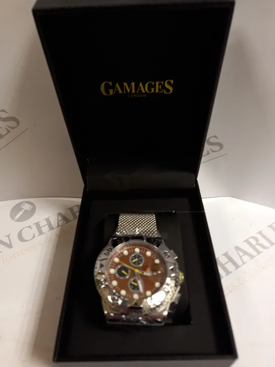 BOXED GAMAGES CAPITAL STEEL BRACELET WATCH 