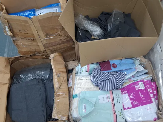 PALLET CONTAINING APPROXIMATELY 200 SCHOOL UNIFORM ITEMS TO INCLUDE PACKAGED SHIRTS AND LOOSE TROUSERS - VARIOUS SIZES AND COLOURS