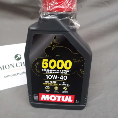 FOUR BOTTLES OF MOTUL 5000 RECREATIONAL AND UTILITY ROAD AND OFF-ROAD 10W-40 HC-TECH SEMI-SYNTHETIC 4T MOTOR OIL 1L