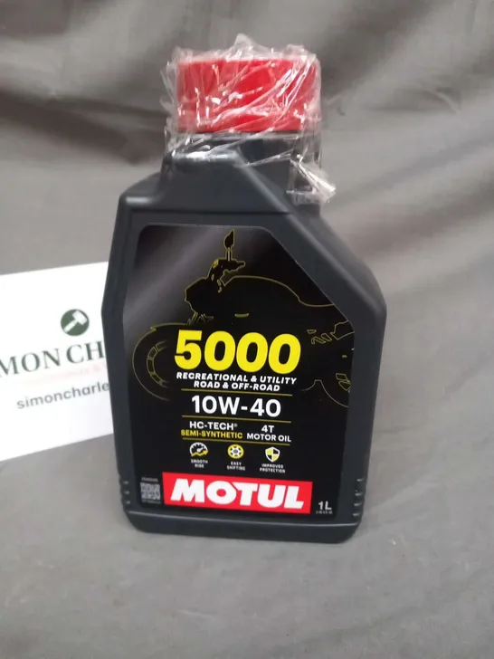 FOUR BOTTLES OF MOTUL 5000 RECREATIONAL AND UTILITY ROAD AND OFF-ROAD 10W-40 HC-TECH SEMI-SYNTHETIC 4T MOTOR OIL 1L