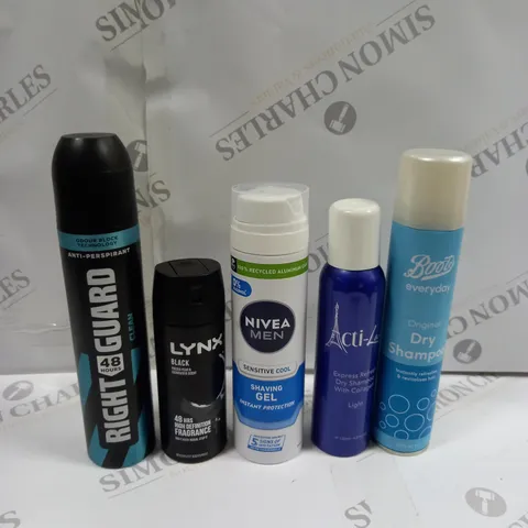 BOX OF APPROX 15 ASSORTED AEROSOLS TO INCLUDE LYNX BLACK, ORIGINAL DRY SHAMPOO, NIVEA MEN SHAVING GEL - COLLECTION ONLY