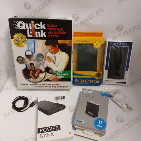 BOX OF APPROX 10 ITEMS TO INCLUDE QUICK LINK PEN, ENDURO GO PRO BATTERY, POWER BANKS