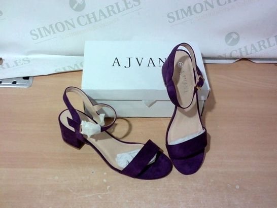 BOXED PAIR OF AJVANI HIGH HEEL SANDALS SIZE 6