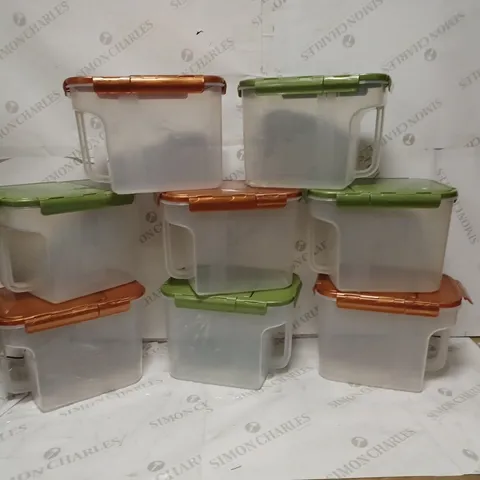 LOT OF EIGHT TUPPERWARE BOXES WITH HANDLES