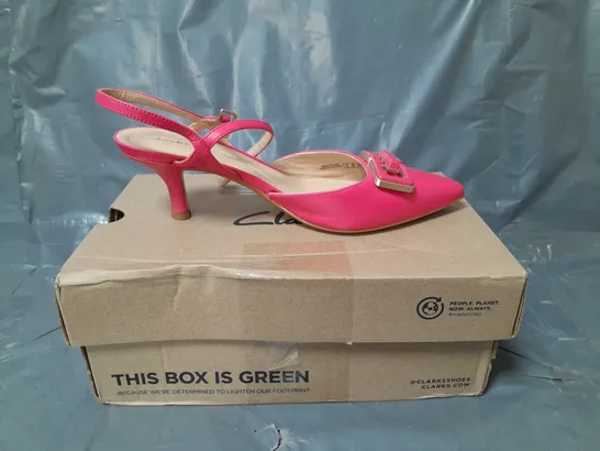 CLARKS SLINGBACK POINTED TOE LEATHER SANDALS BRIGHT PINK SIZE 6