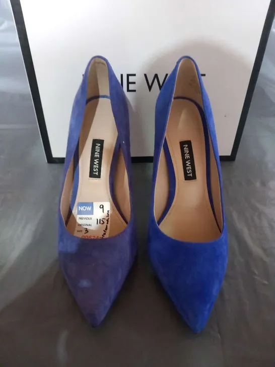 BOXED NINE WEST TATIANA BLUE SUEDE SHOES SIZE 3