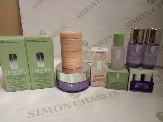 LOT OF APPROXIMATELY 11 CLINIQUE SKINCARE ITEMS