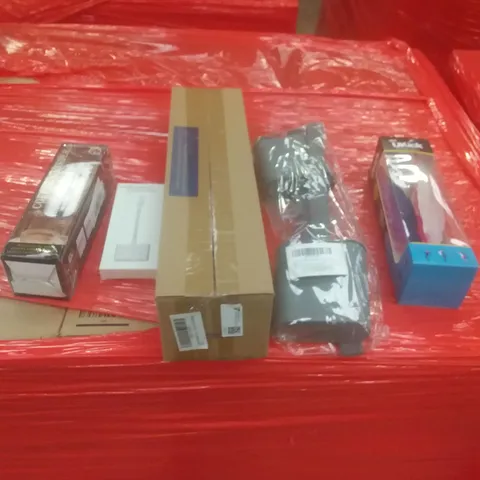 PALLET OF ASSORTED ITEMS INCLUDING TOILET BRUSH, COFFEE GRINDER, AV ADAPTER