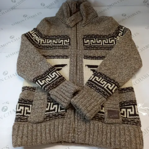 SUPERDRY HEAVYWIGHT KNITTED CARDIGAN IN BROWN SIZE MEDIUM