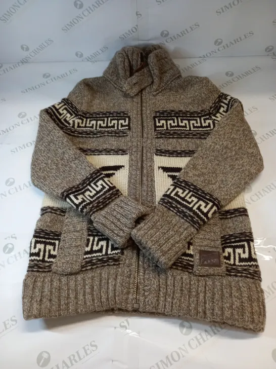 SUPERDRY HEAVYWIGHT KNITTED CARDIGAN IN BROWN SIZE MEDIUM