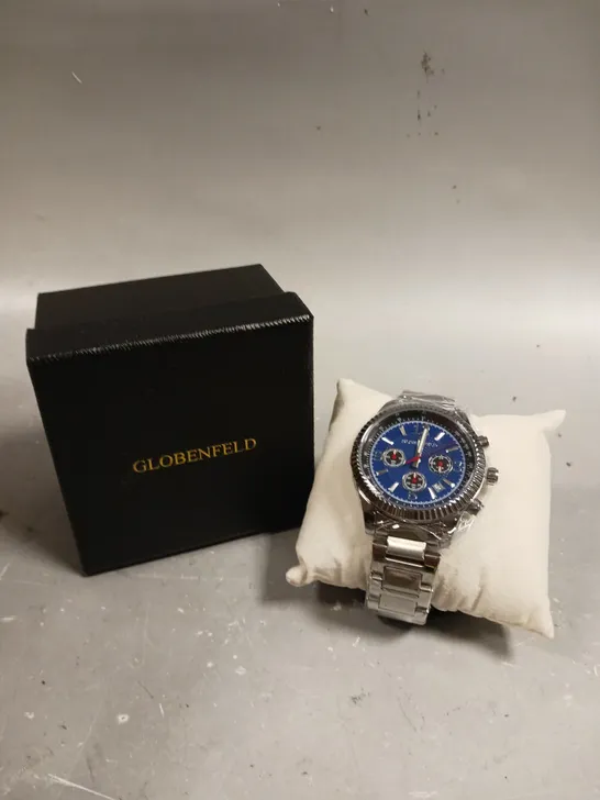 GLOBENFELD EXPEDIENT STEEL BLUE DIAL WATCH 