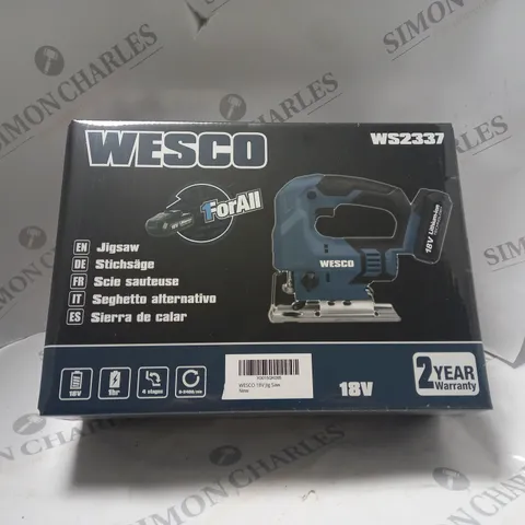 SEALED BOXED WESCO 18V JIG SAW WS2337