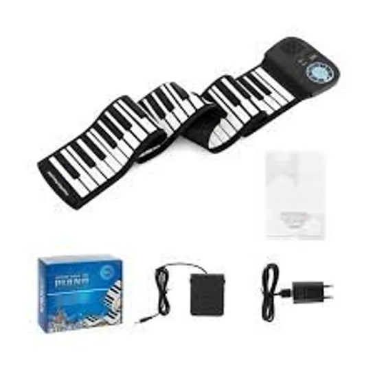 BOXED PORTABLE 88-KEY ROLL UP ELECTRONIC PIANO FOR KIDS AND BEGINNERS - WHITE