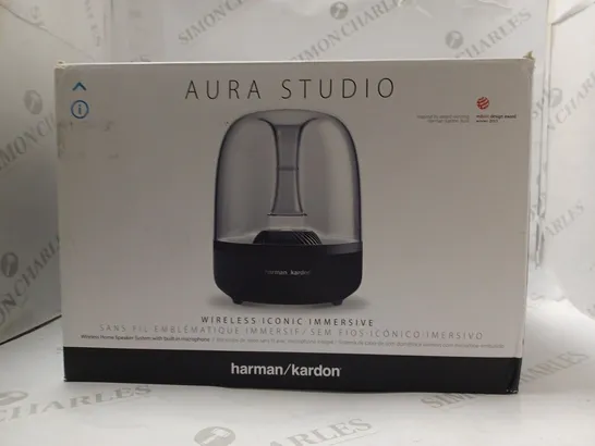 BOXED HARMAN KARDON AURA STUDIO WIRELESS HOME SPEAKER SYSTEM WITH BUILT IN MICROPHONE