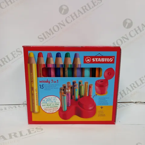 BOXED STABILO WOODY 3 IN 1 15 PENCILS