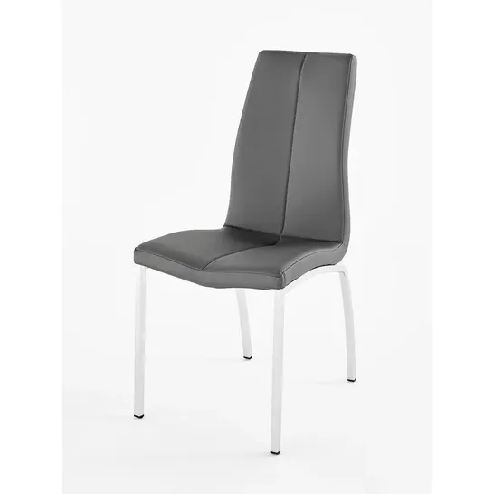 BOXED UNION FAUX LEATHER DINING CHAIR IN GREY X2 