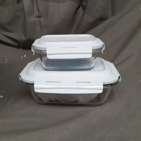 LOCK & LOCK SET OF 3 RECTANGLE GLASS CONTAINERS