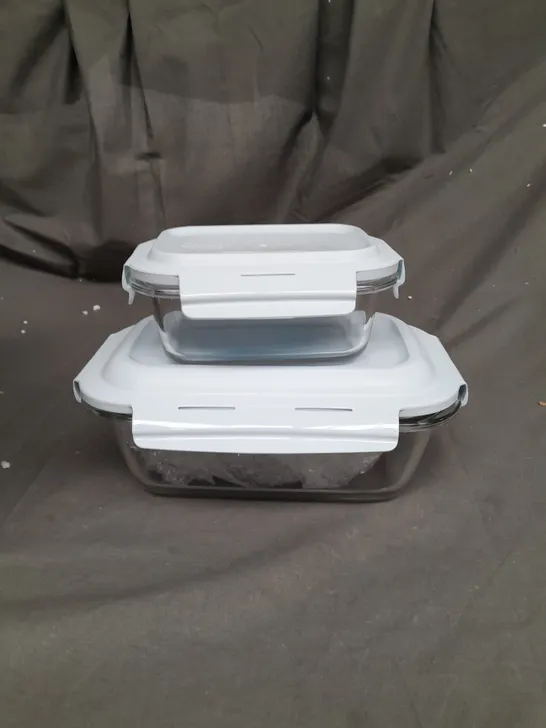 LOCK & LOCK SET OF 3 RECTANGLE GLASS CONTAINERS