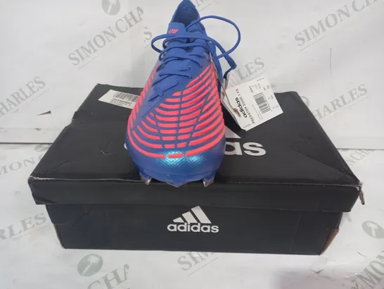 BOXED PAIR OF ADIDAS PREDATOR EDGE.1 FOOTBALL BOOTS IN BLUE/RED UK SIZE 4