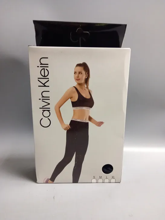 BOXED CALVIN KLEIN LADIES LEGGINGS AND CROP TOP SET BLACK EXTRA LARGE