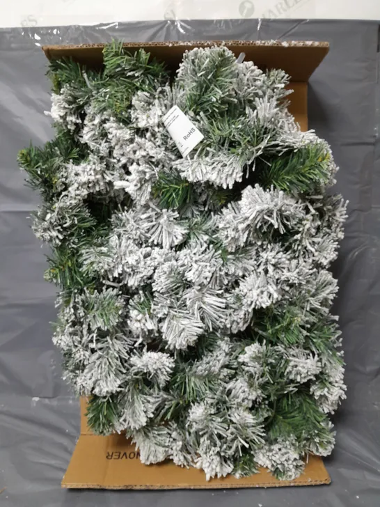 BOXED 6FT PRE LIT EMPEROR FLOCKED GARLAND RRP £44.99