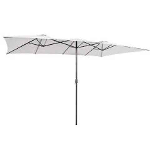 BOXED COSTWAY 9 X 15-FT OFF-WHITE POLYESTER/STEEL DOUBLE-SIDED PATIO UMBRELLA