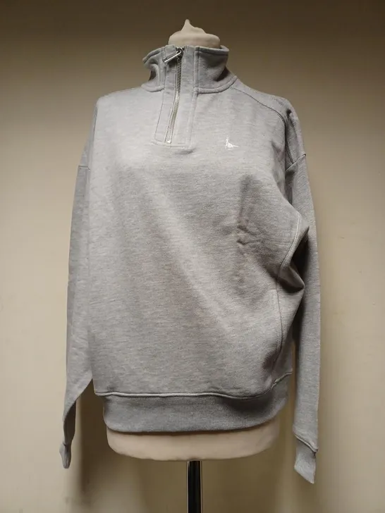 JACK WILLS RELAXED HALF ZIP GREY SWEATER - XS