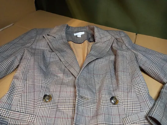 TOPSHOP BROWN CHECK OVERSIZED BLAZER - SIZE 8