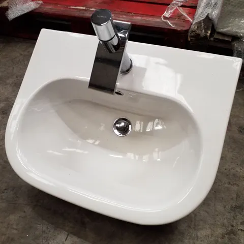 BRAND NEW WHITE CERAMIC BASIN WITH TAP 55×44CM